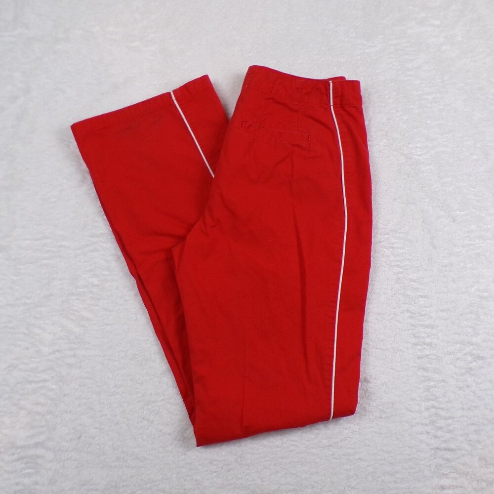 BDG Women's Pants Red Sz 2/UK6 Mid Rise Bootcut White Piping 100% Cotton